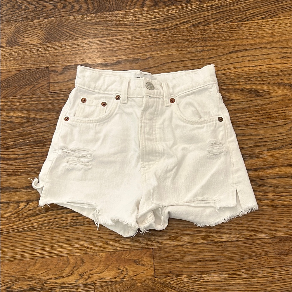 Zara Cream High-Waisted Women Shorts